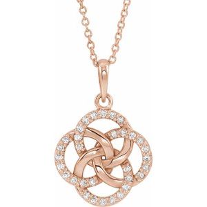 14K Rose 1/8 CTW Natural Diamond Five-Fold Celtic 16-18" Necklace