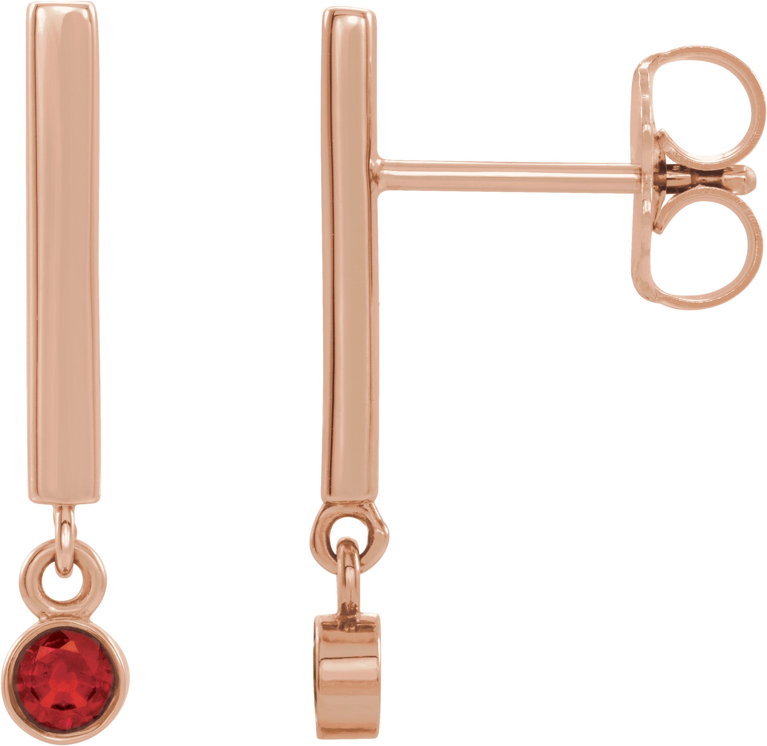 14K Rose Ruby Bar Earrings Ref. 15656119