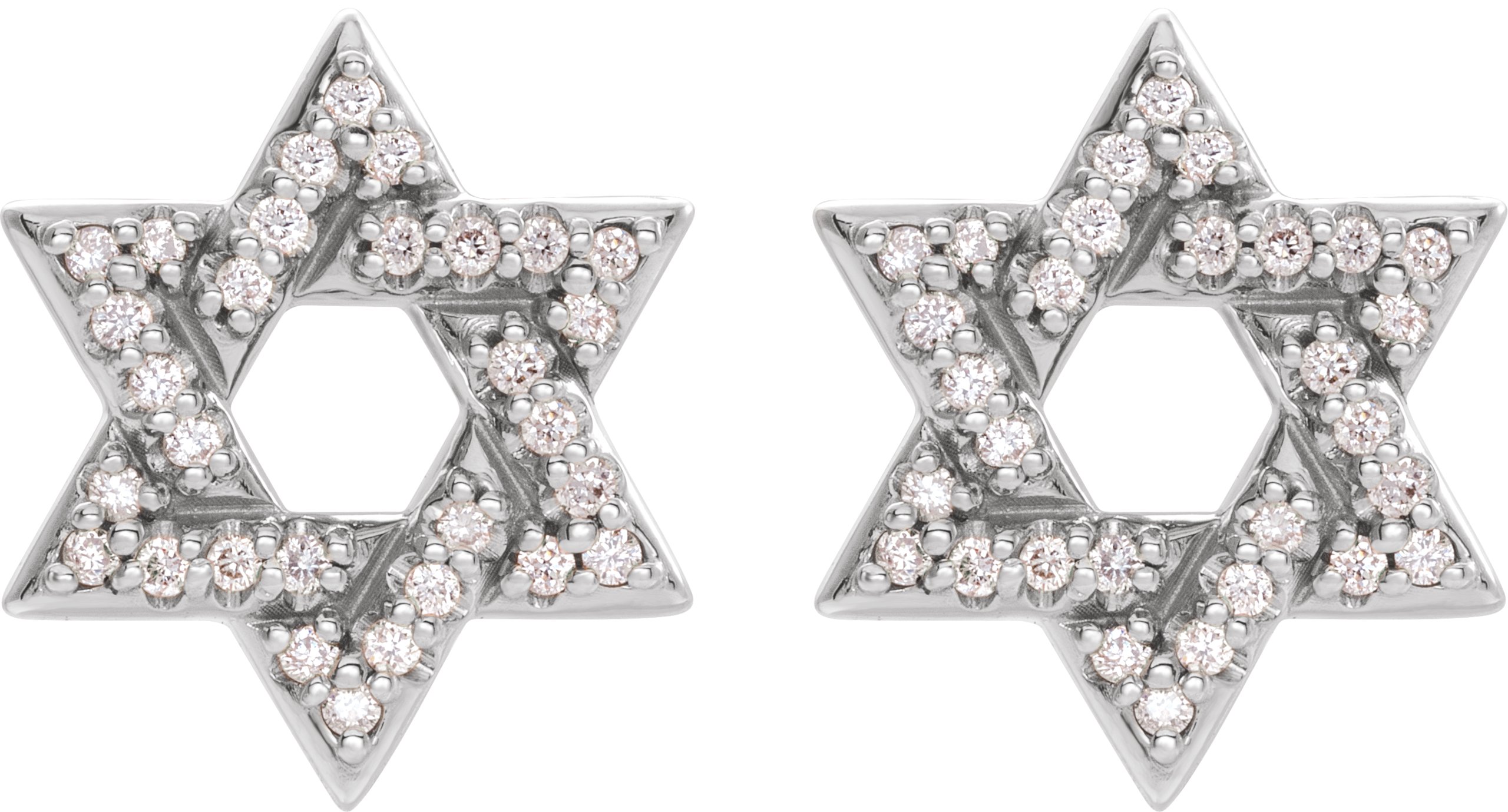 14K White 1/8 CTW Natural Diamond Star of David Earrings