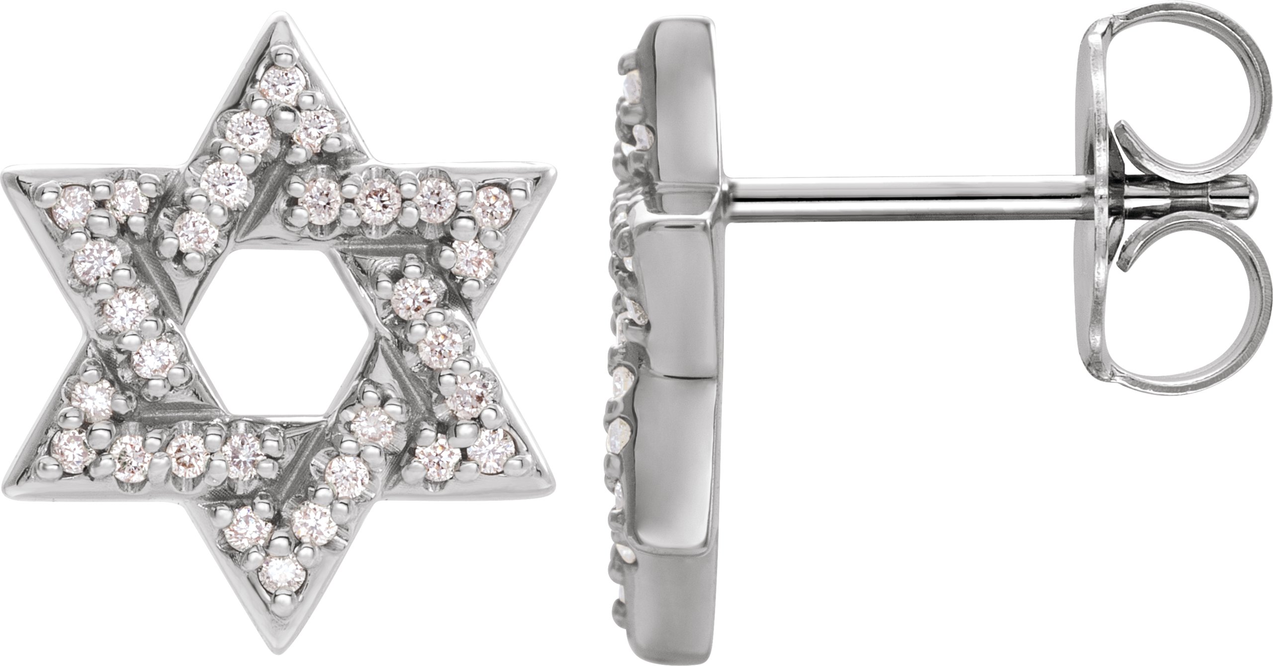 14K White 1/8 CTW Natural Diamond Star of David Earrings