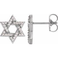 Sterling Silver 1/8 CTW Natural Diamond Star of David Earrings