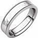 14K White 5 mm Flat Milgrain Band with Satin & Hammered Texture Size 10
