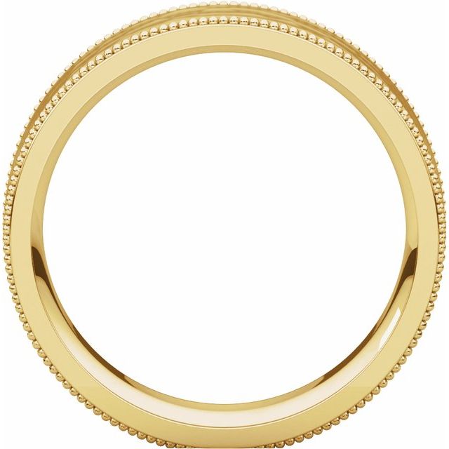 14K Yellow 6 mm Flat Milgrain Band with Satin & Hammered Texture Size 10
