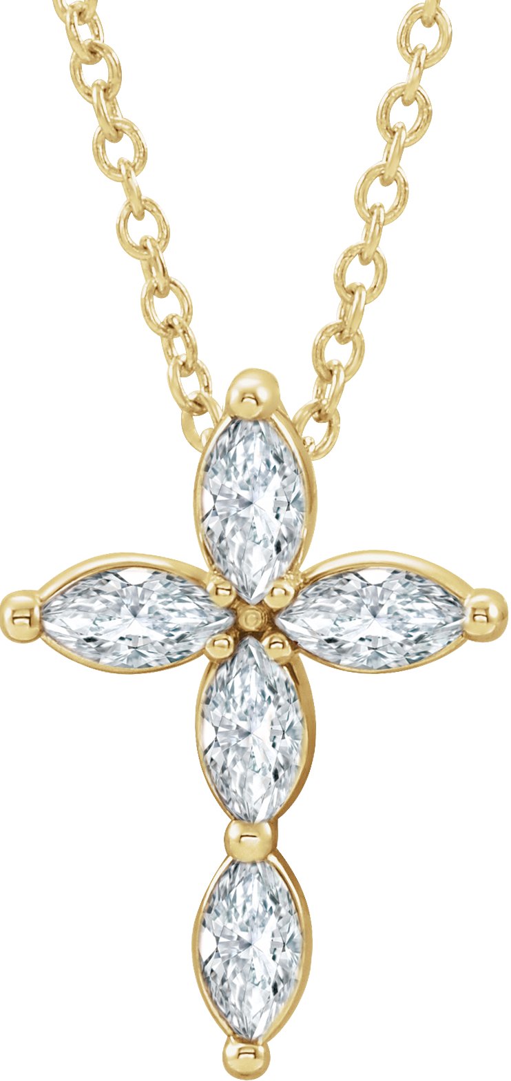 14K Yellow 1/3 CTW Diamond Cross Necklace