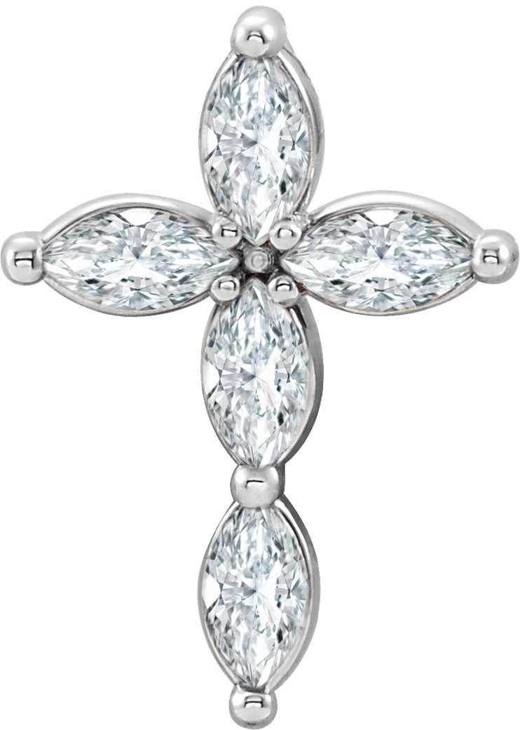 14K White Diamond Cross Pendant