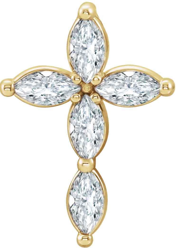 14K Yellow Diamond Cross Pendant