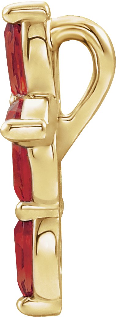 14K Yellow Natural Mozambique Garnet Cross Pendant