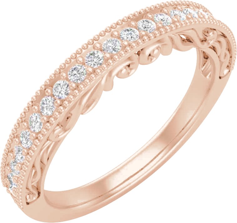 14K Rose 1/8 CTW Diamond Matching Band