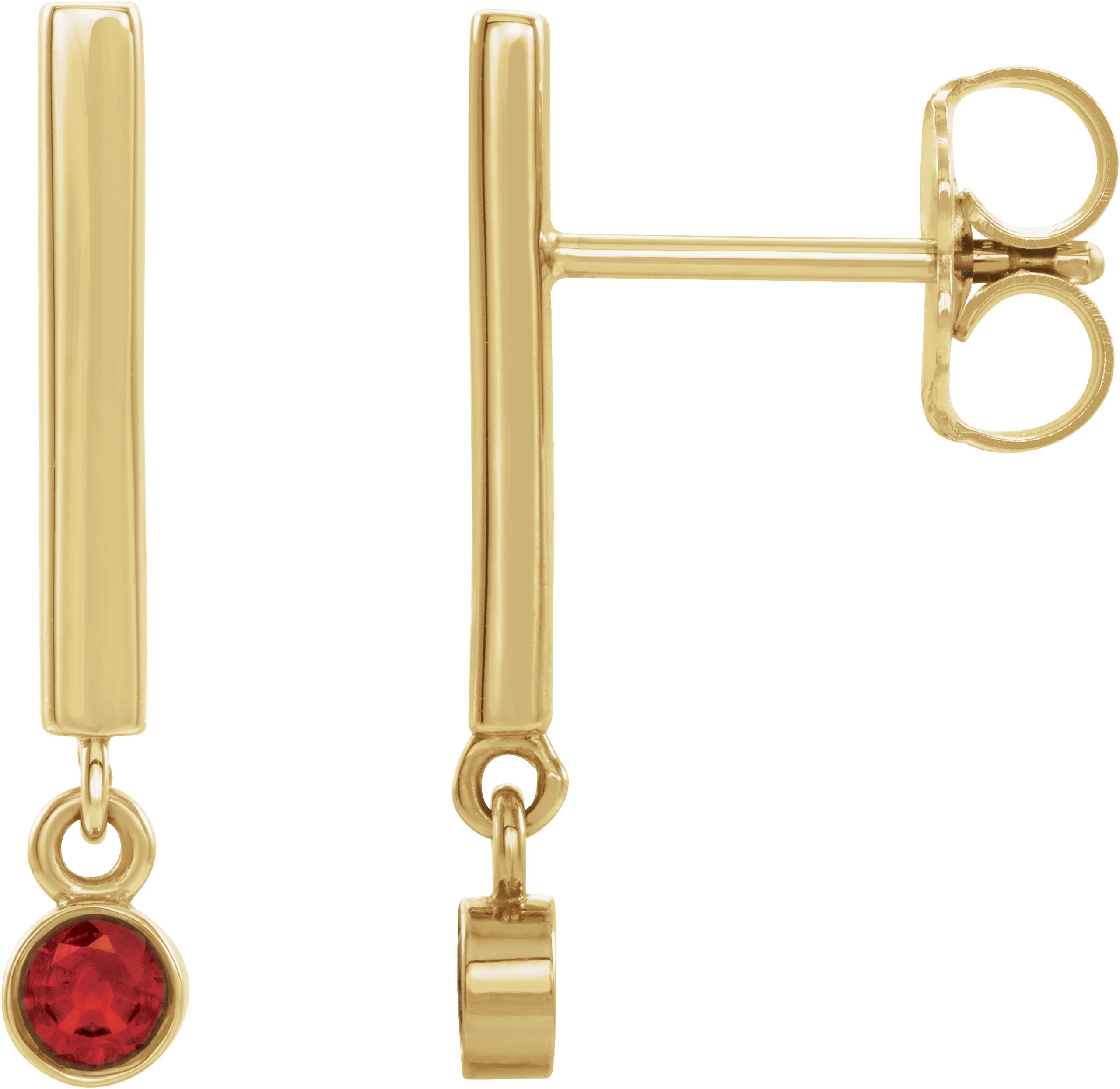 14K Yellow Chatham® Lab Created Ruby Bar Earrings Ref. 15656091