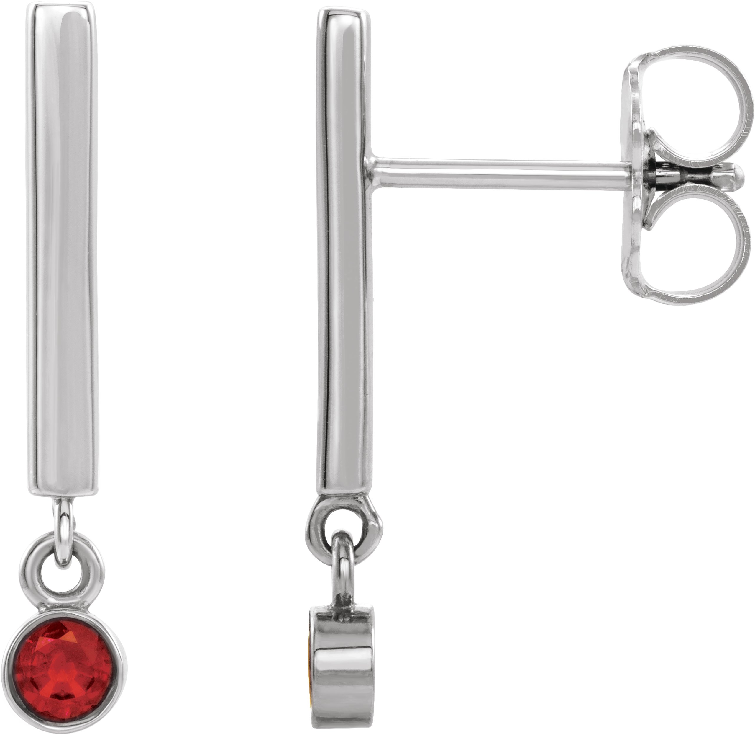 14K White Chatham® Lab Created Ruby Bar Earrings Ref. 15656074