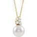 14K Yellow Cultured White Freshwater Pearl & 1/4 CTW Natural Diamond 16-18