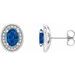 14K White 7x5 mm Natural Blue Sapphire & 1/5 CTW Natural Diamond Halo-Style Earrings