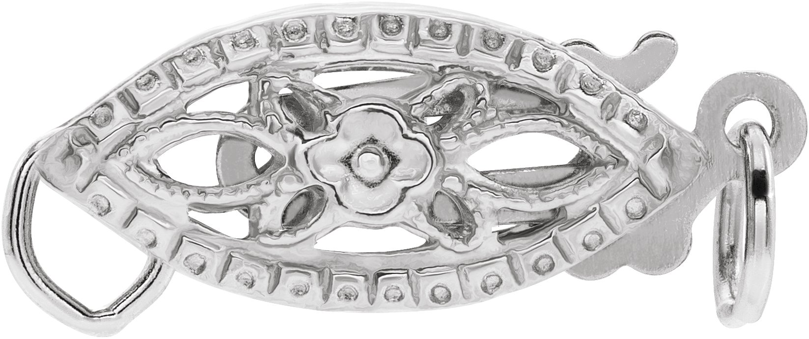 14k fish hook clasp 14K White Gold Single-Strand Filigree Fish Hook Clasp