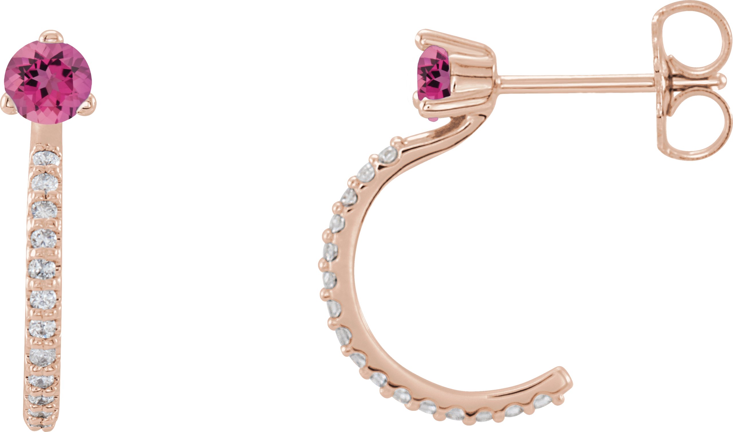 14K Rose Pink Tourmaline and .17 CTW Diamond Hoop Earrings Ref 14010708