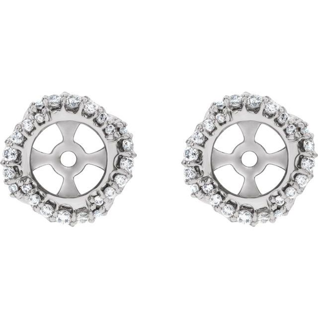 14K White 1/4 CTW Natural Diamond Halo-Style Earring Jackets with 5.7 mm ID