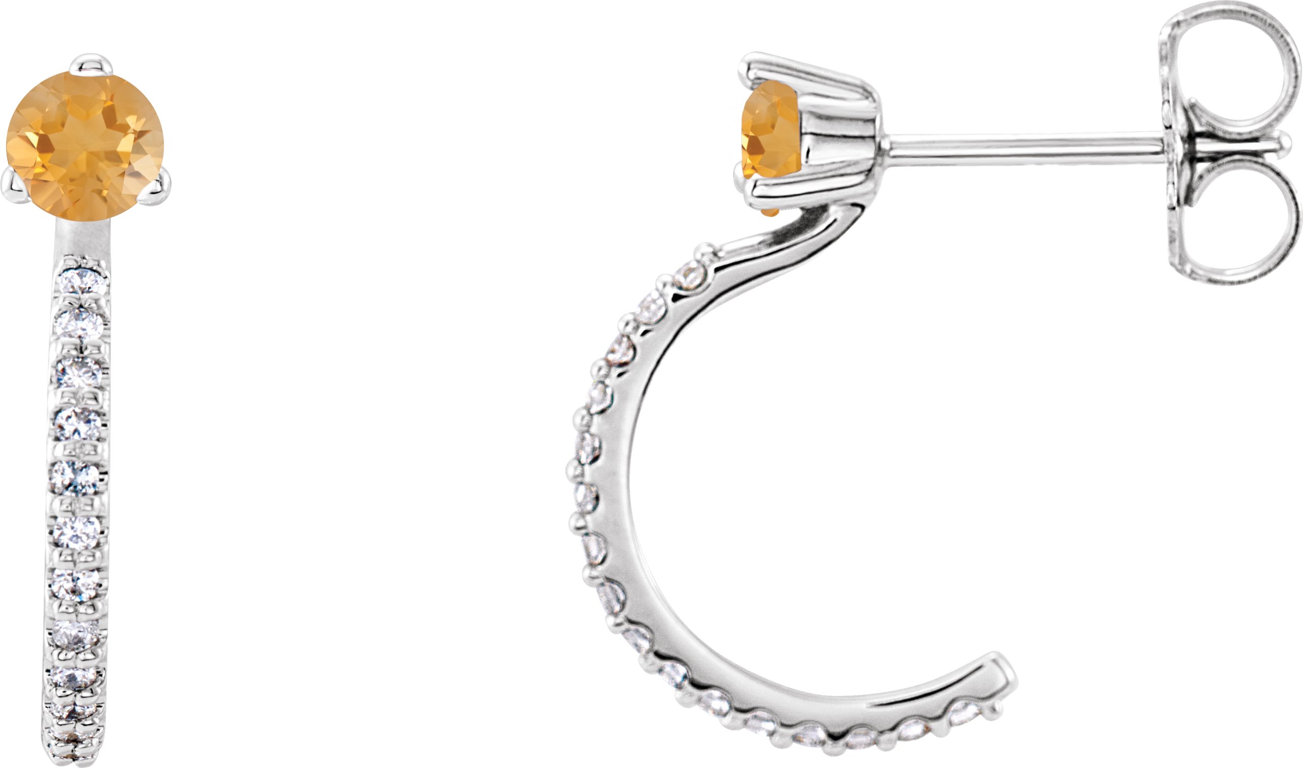 14K White Citrine and .17 CTW Diamond Hoop Earrings Ref 14010711