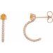 14K Rose Natural Citrine & 1/6 CTW Natural Diamond Hoop Earrings