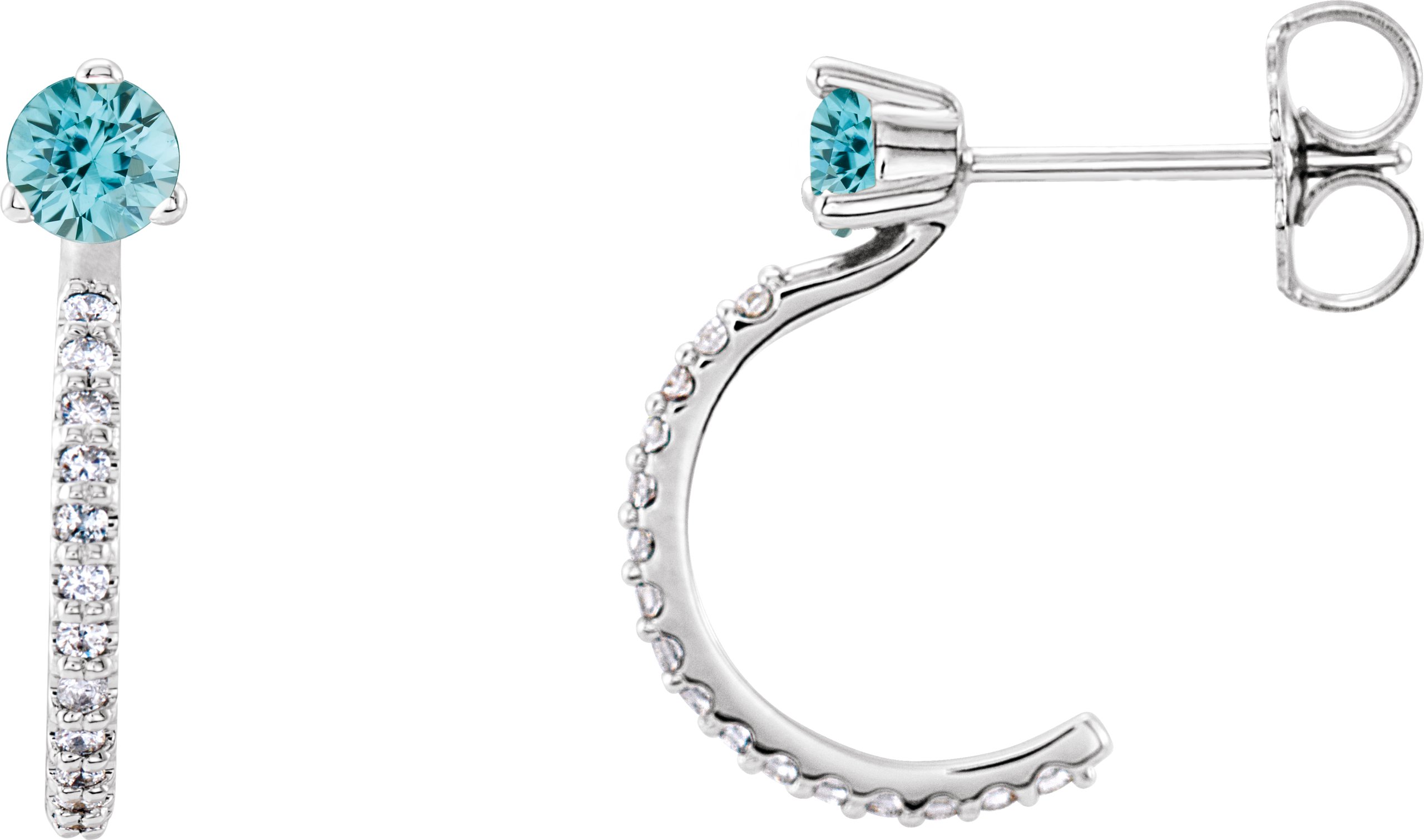 14K White Blue Zircon and .17 CTW Diamond Hoop Earrings Ref 14010716