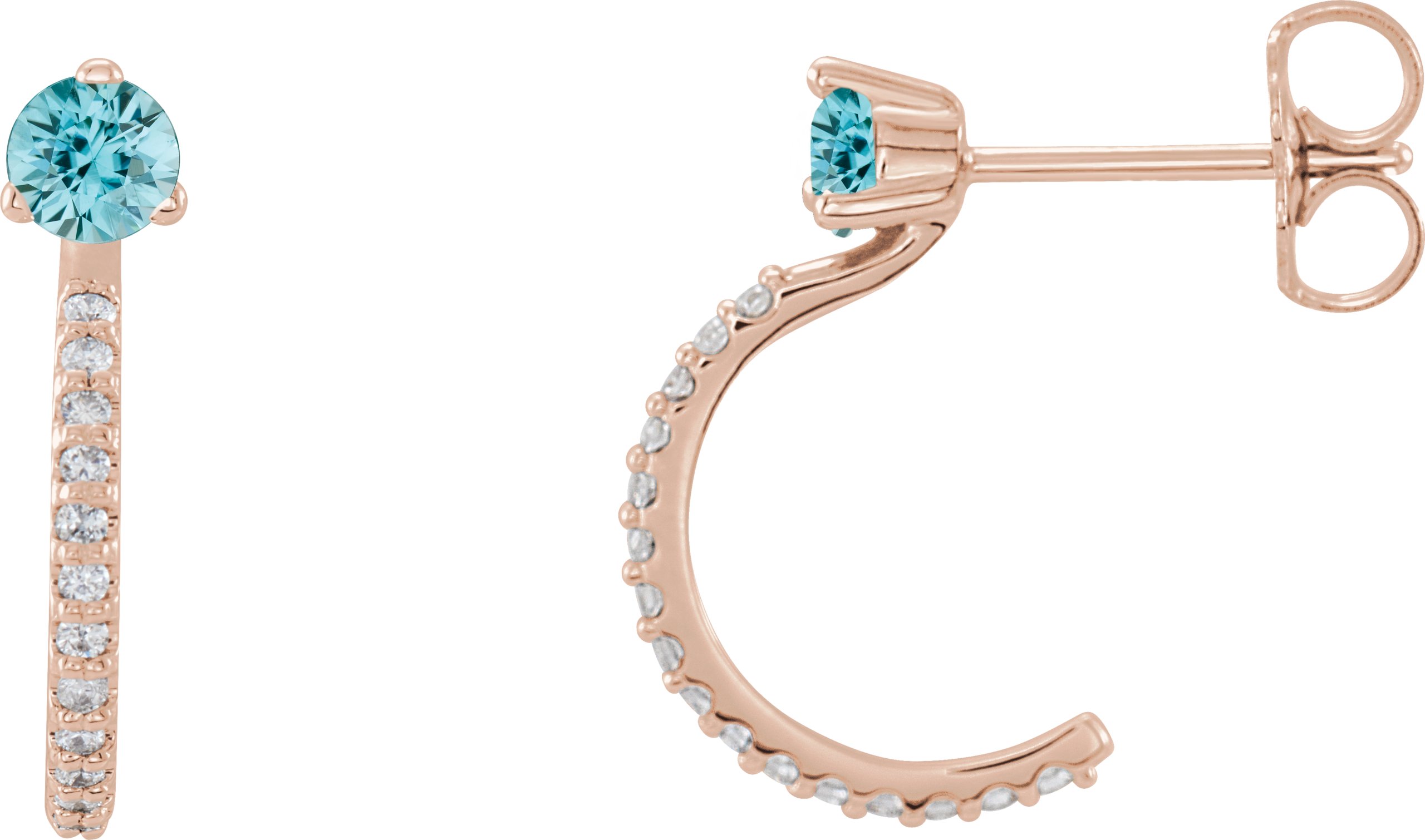 14K Rose Blue Zircon and .17 CTW Diamond Hoop Earrings Ref 14010718