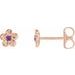 14K Rose Imitation Amethyst Febuary Birthstone Flower Earrings