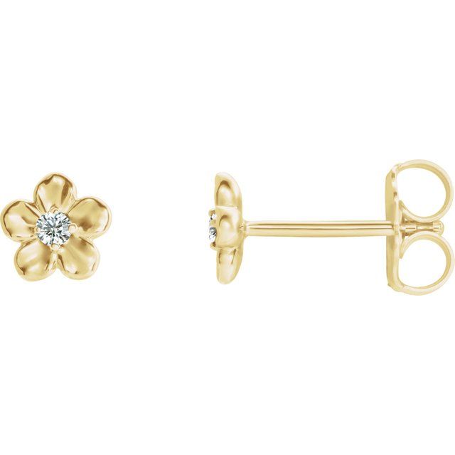 14K Yellow Imitation Diamond April Birthstone Flower Earrings