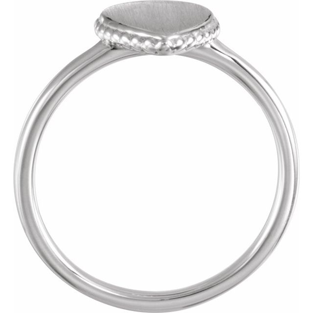 Sterling Silver 12x9 mm Teardrop Beaded Signet Ring