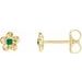 14K Yellow Imitation Emerald May Birthstone Flower Earrings