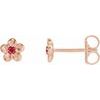 14K Rose Youth Imitation July Birthstone Flower Earrings Ref. 13521041