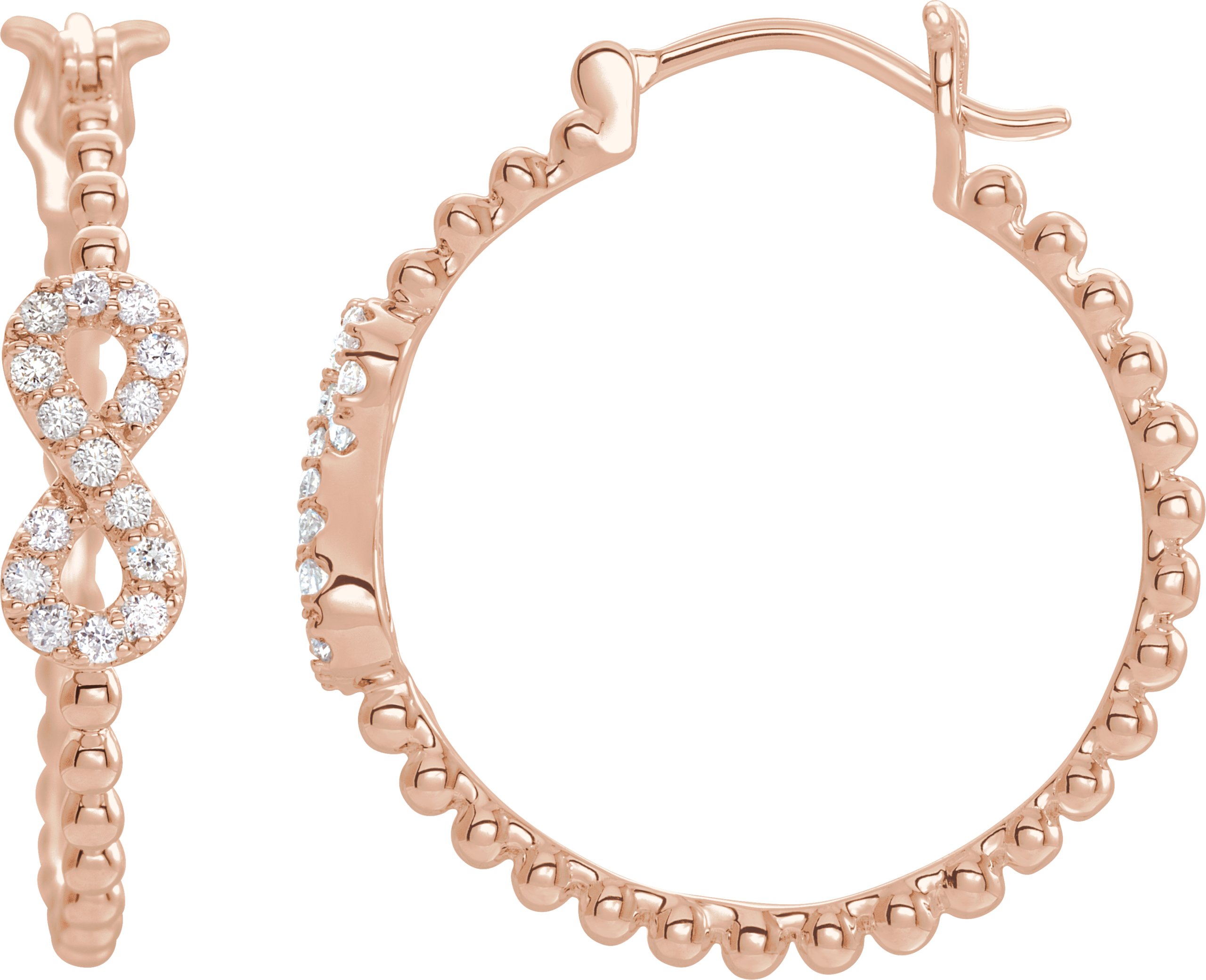 14K Rose 1/5 CTW Diamond Infinity-Inspired Hoop Earrings