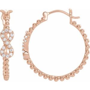 14K Rose 1/5 CTW Diamond Infinity-Inspired Hoop Earrings