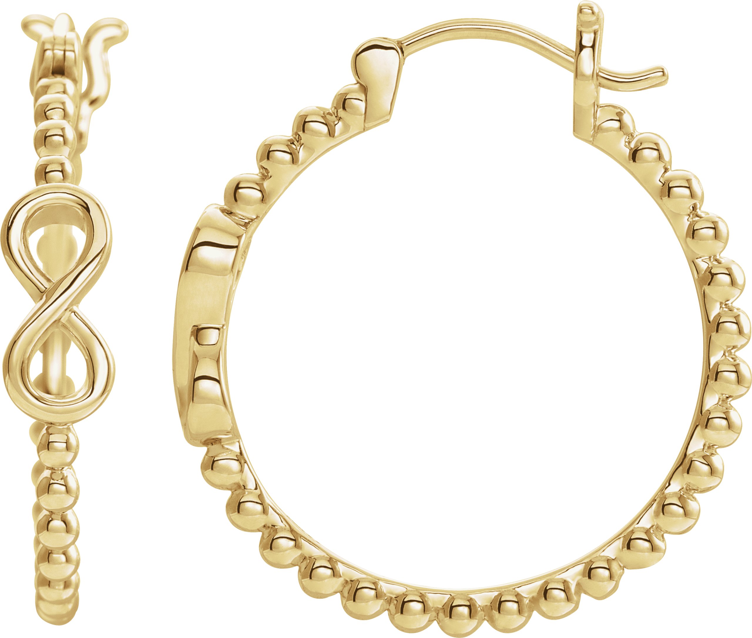 14K Yellow 22.3 mm Infinity-Inspired Beaded Hoop Earrings