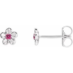 Sterling Silver Youth Imitation October Birthstone Flower Earrings 