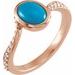 14K Rose Natural Turquoise Cabochon & 1/5 CTW Natural Diamond Ring