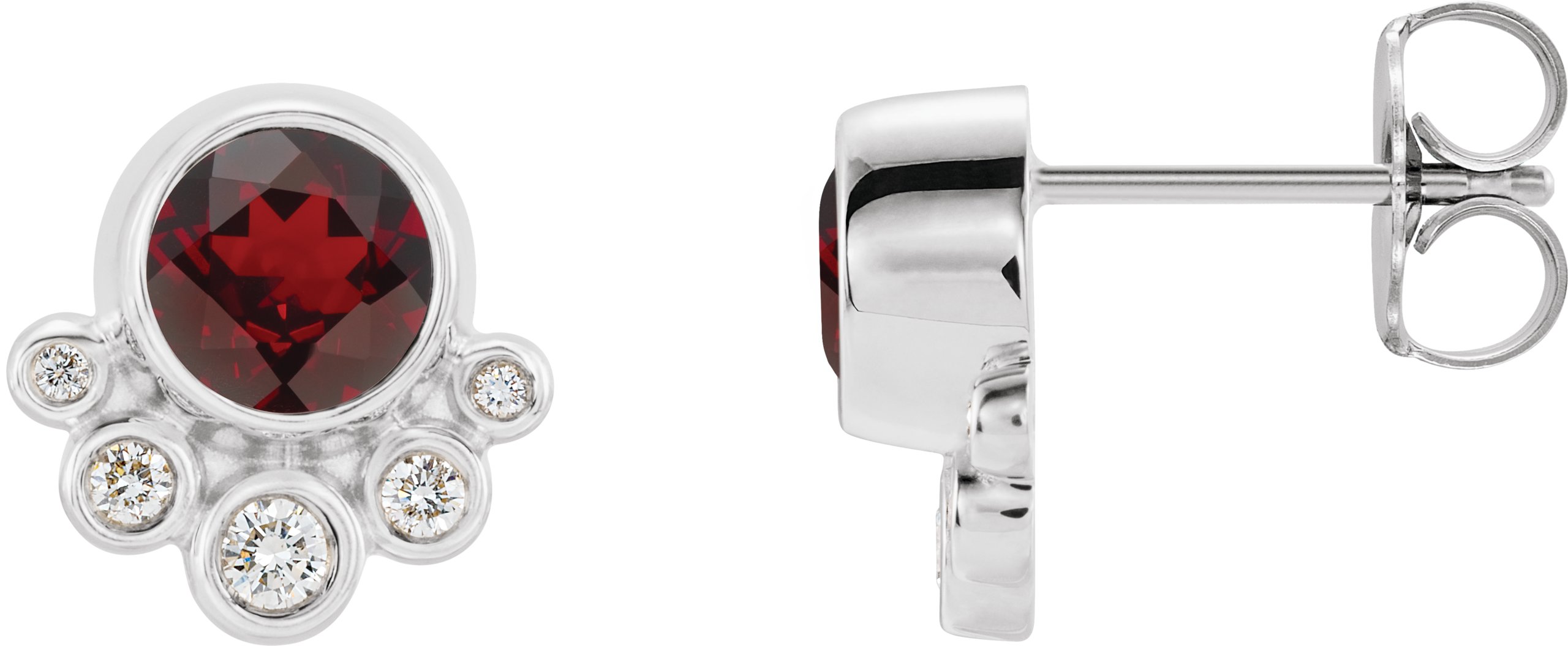 14K White Mozambique Garnet & 1/8 CTW Diamond Earrings          