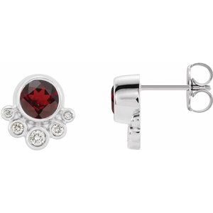 14K White Mozambique Garnet & 1/8 CTW Diamond Earrings