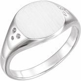 18K White 1.0-1.3 mm Round 10.87x10.26 mm Oval Signet Ring Mounting