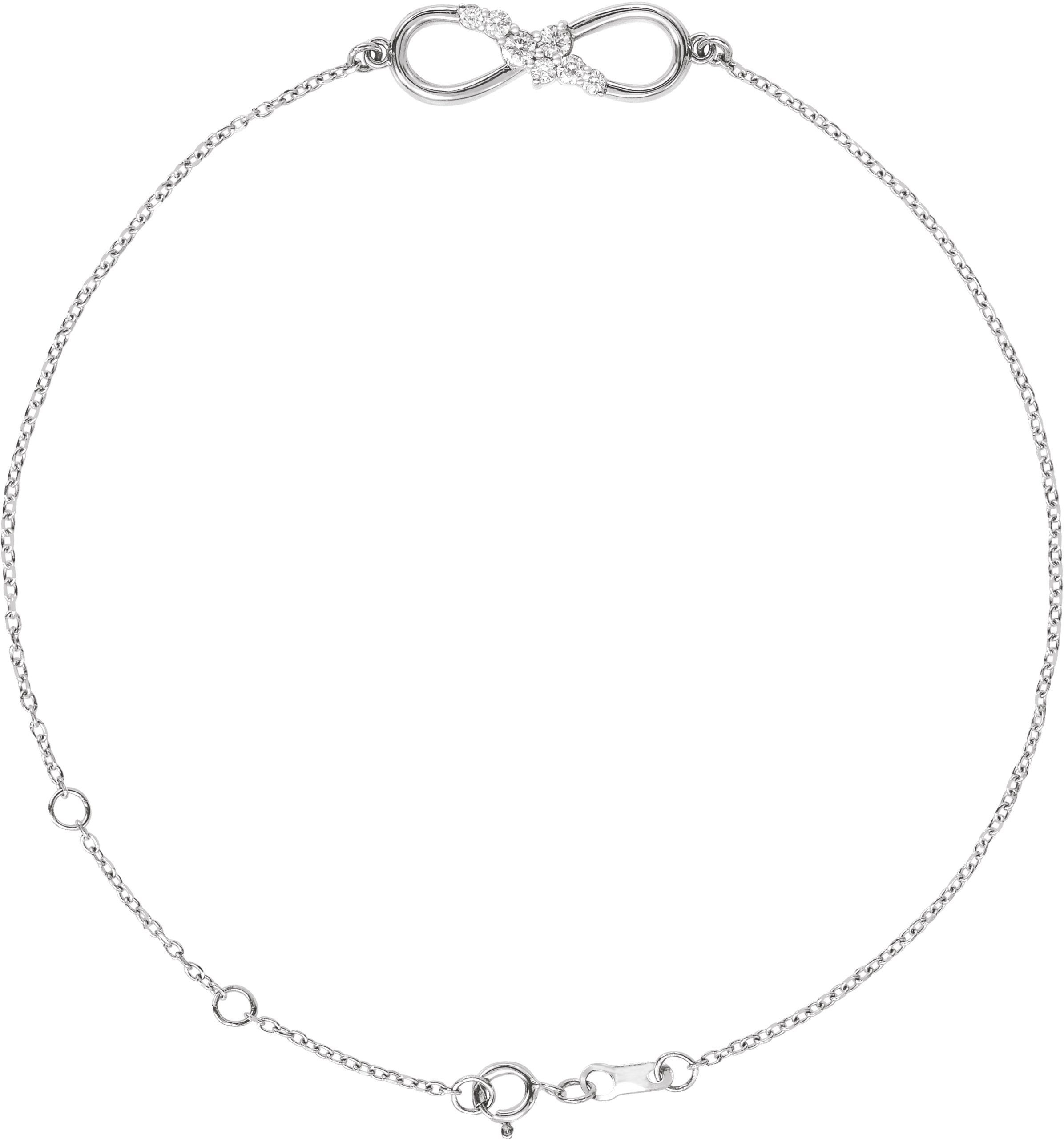 14K White 1/8 CTW Natural Diamond Infinity 6 1/2-7 1/2" Bracelet