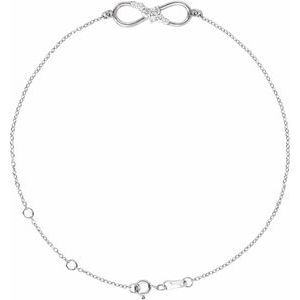 Sterling Silver 1/8 CTW Natural Diamond Infinity 6 1/2-7 1/2" Bracelet