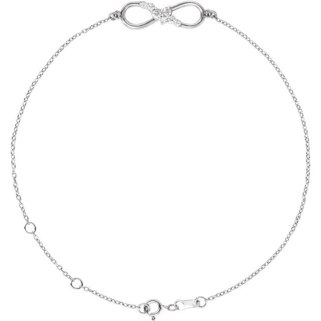 Sterling Silver 1/8 CTW Natural Diamond Infinity 6 1/2-7 1/2 Bracelet