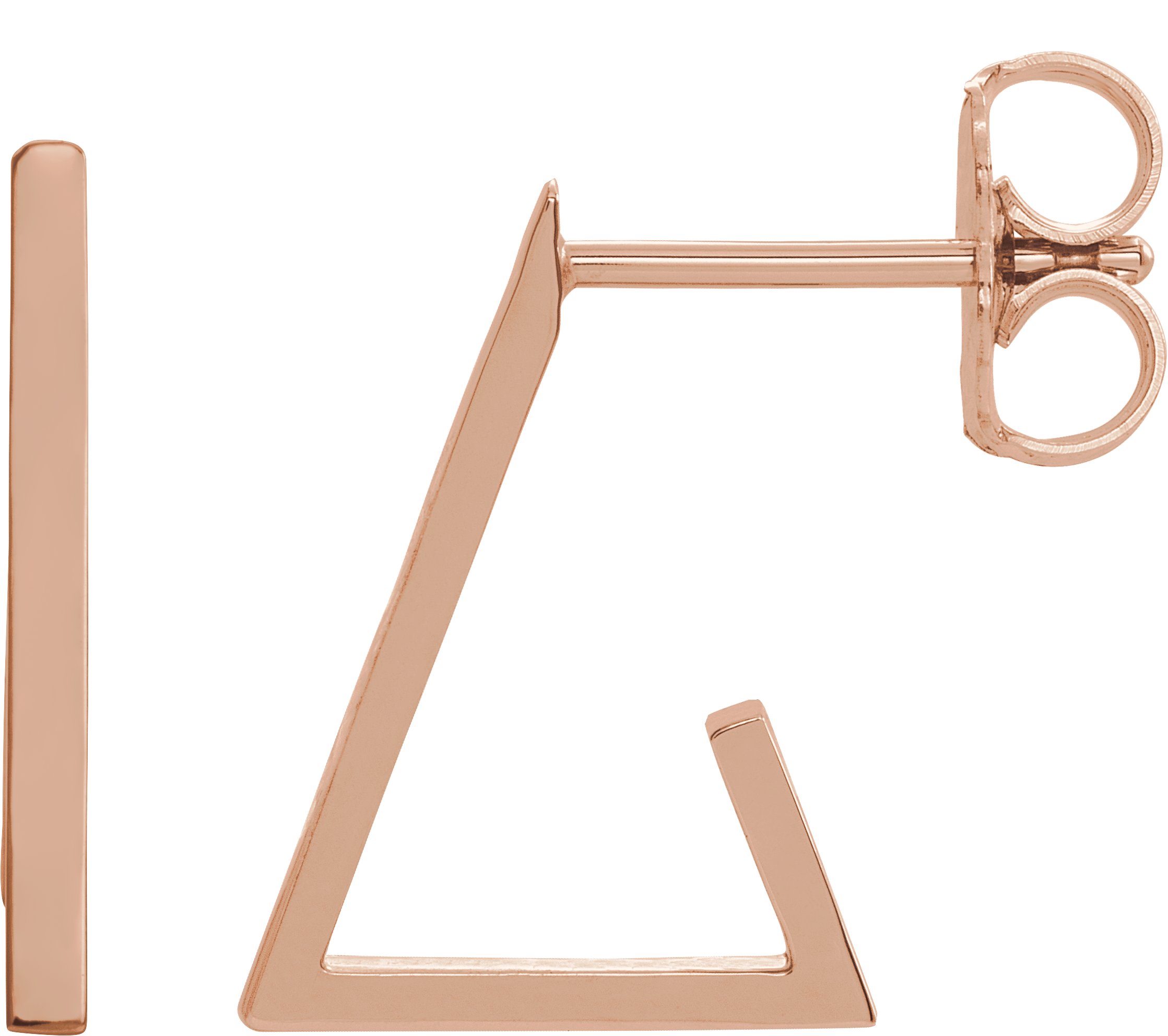 14K Rose Triangle Hoop Earrings