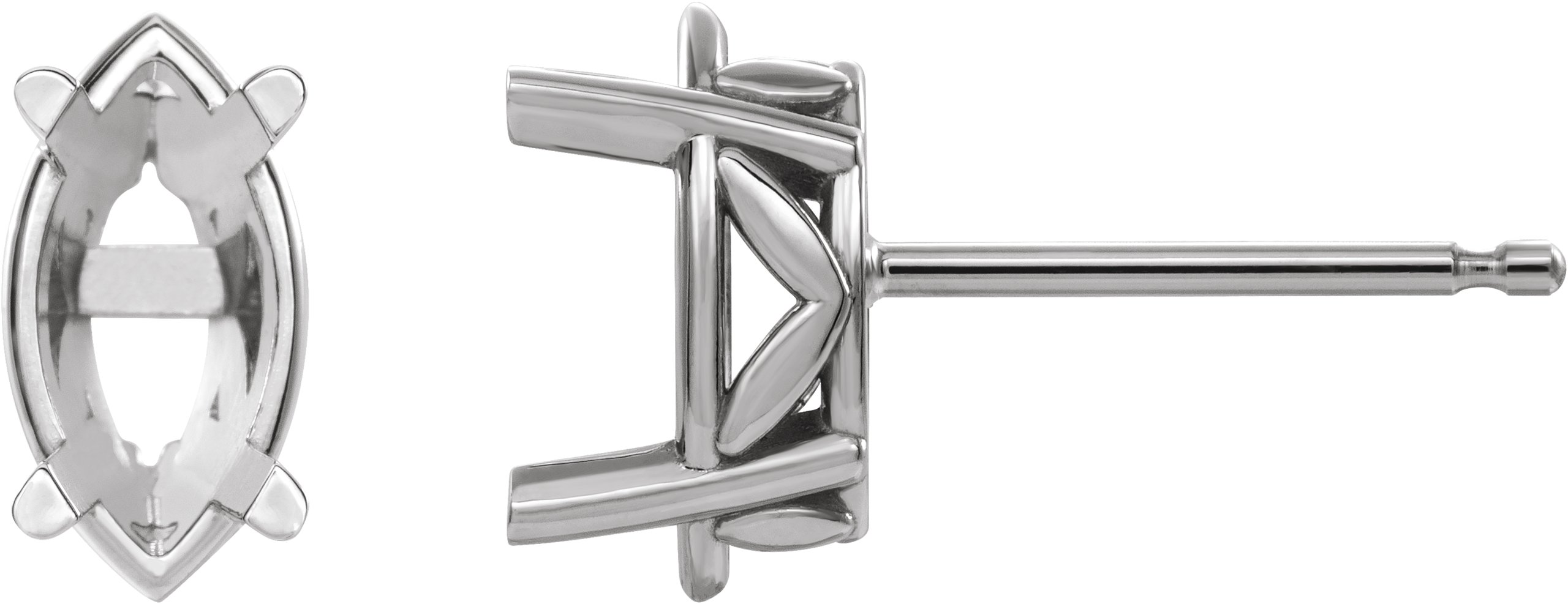 Marquise 4-Prong Floral Stud Earrings