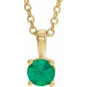 14K Yellow 4 mm Natural Emerald 16-18" Necklace
