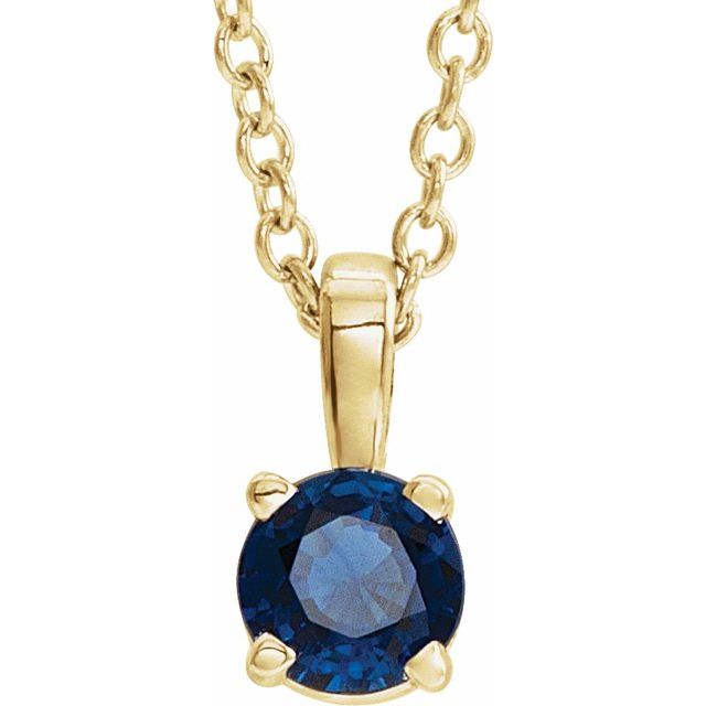 14K Yellow 5 mm Lab-Grown Blue Sapphire 16-18 Necklace