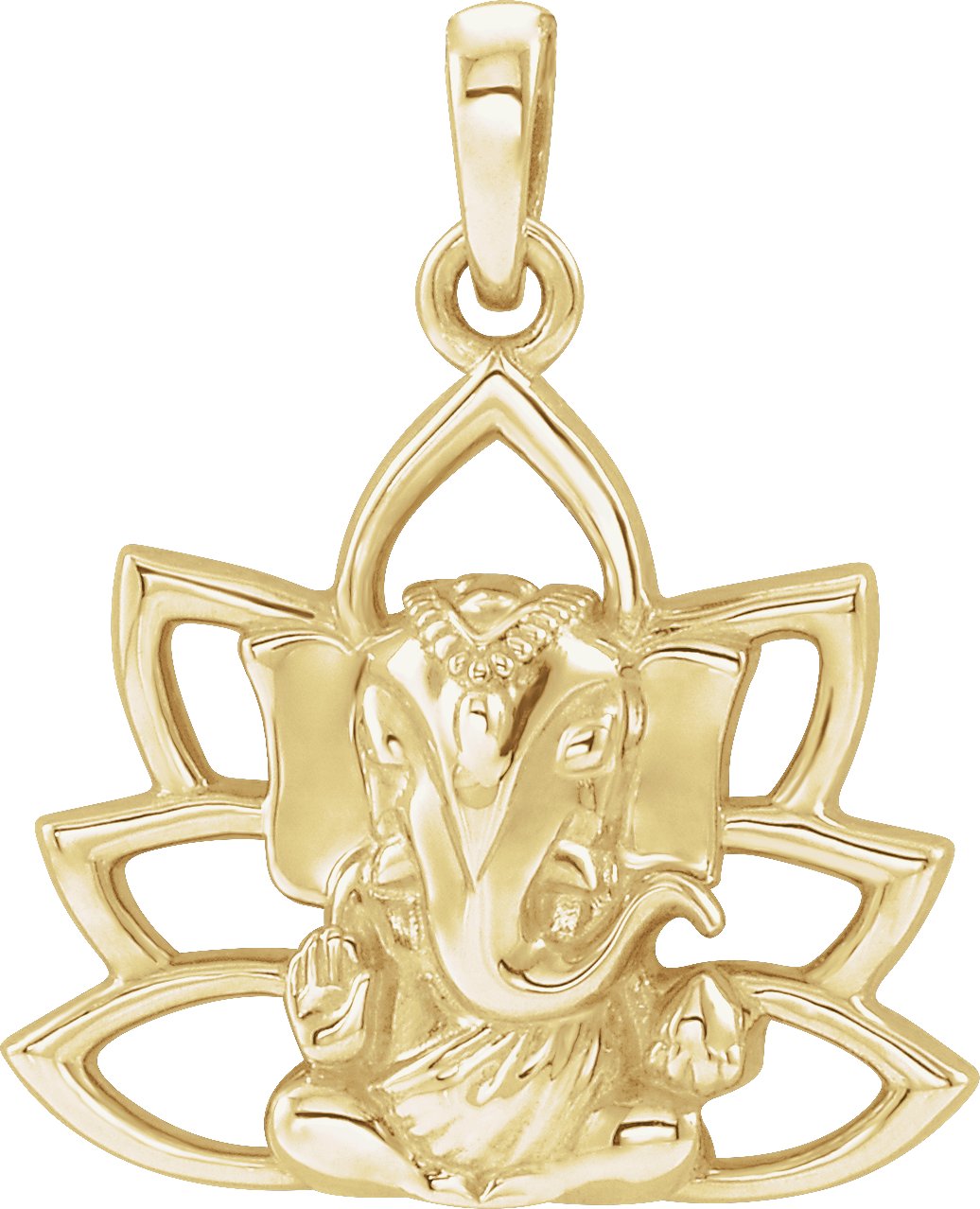 14K Yellow 19.3x15.7 mm Ganesha Pendant