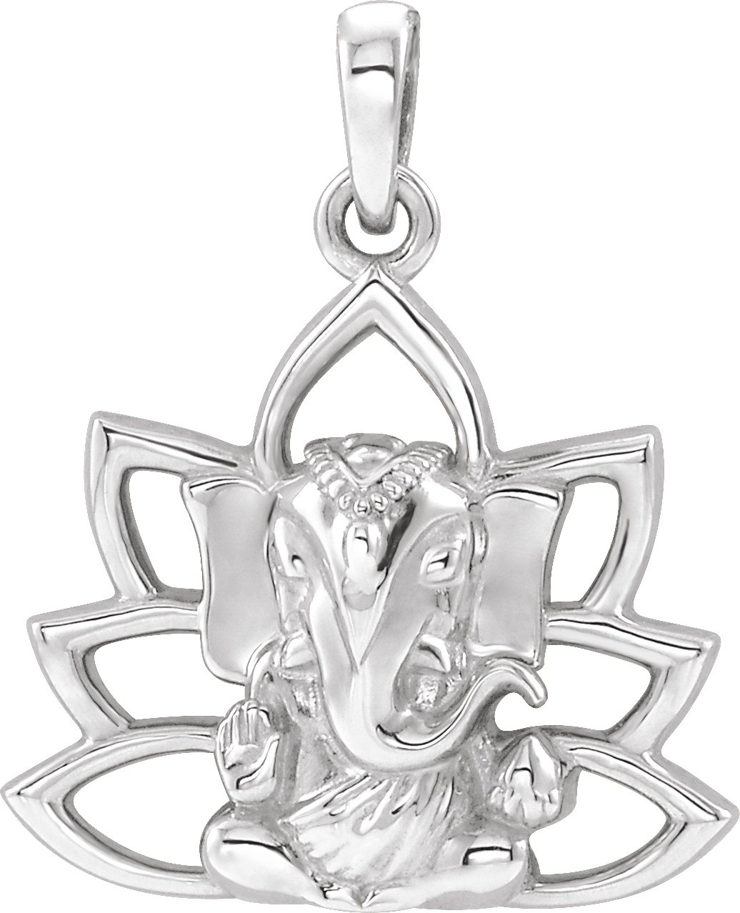 Sterling Silver 19.3x15.7 mm Ganesha Pendant