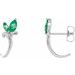 Sterling Silver Lab-Grown Emerald Floral J-Hoop Earrings