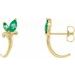 14K Yellow Lab-Grown Emerald Floral J-Hoop Earrings