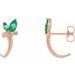 14K Rose Lab-Grown Emerald Floral J-Hoop Earrings