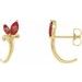 14K Yellow Natural Mozambique Garnet Floral J-Hoop Earrings