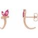14K Rose Natural Pink Tourmaline Floral J-Hoop Earrings